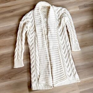Cream Cable Knit Cardigan CozyB Nordic Style Open Front Sweater